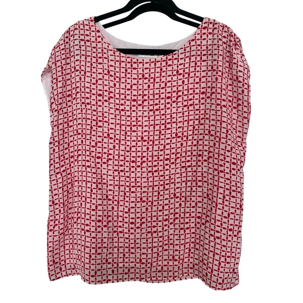 Vineyard Vines Pink Red Silk Geometric Print Blouse XL